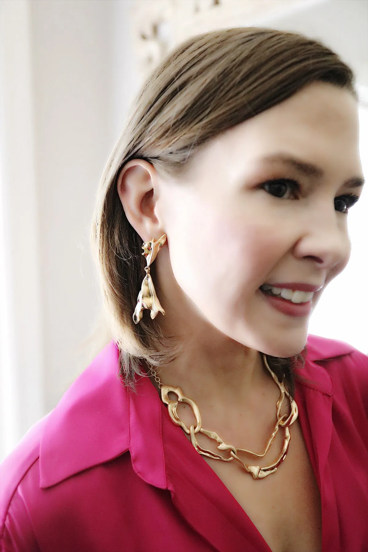 Majorca Molten Metal Statement Earrings in Worn Gold - FINAL SALE sold by Canvas Style product image thumbnail 2