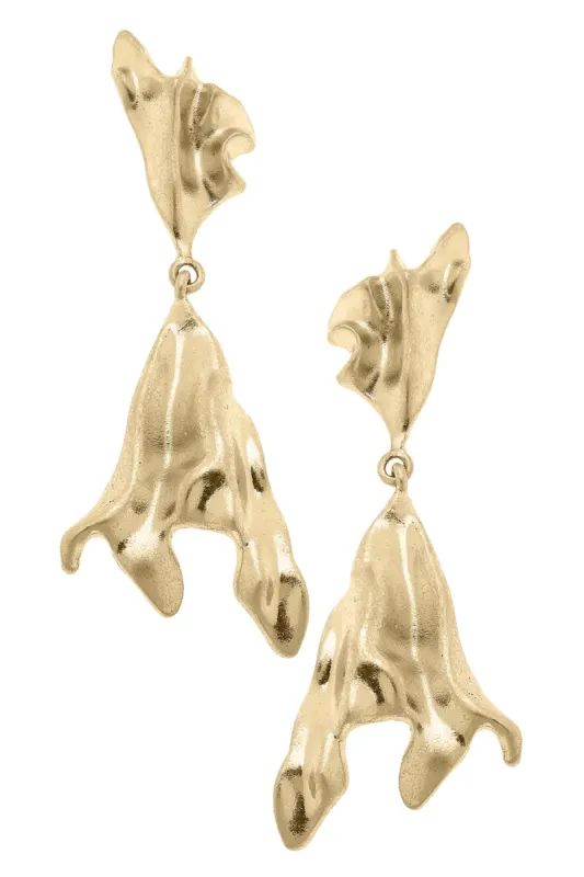 Majorca Molten Metal Statement Earrings in Worn Gold - FINAL SALE sold by Canvas Style