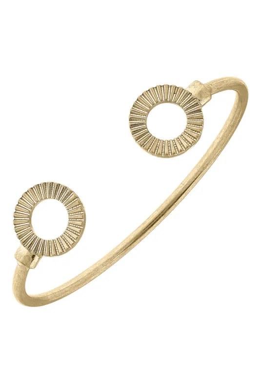 Savannah Fluted Metal Disc Cuff in Worn Gold made by Canvas Style