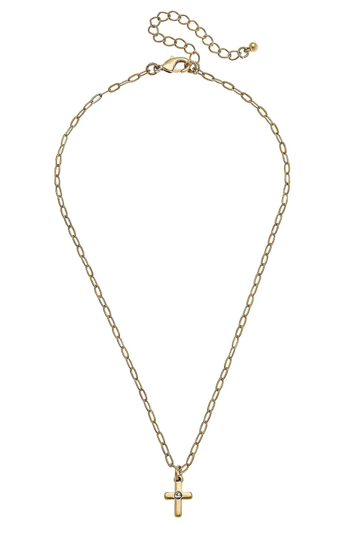 McKenna Delicate Cross Necklace in Worn Gold sold by Canvas Style product image thumbnail 2