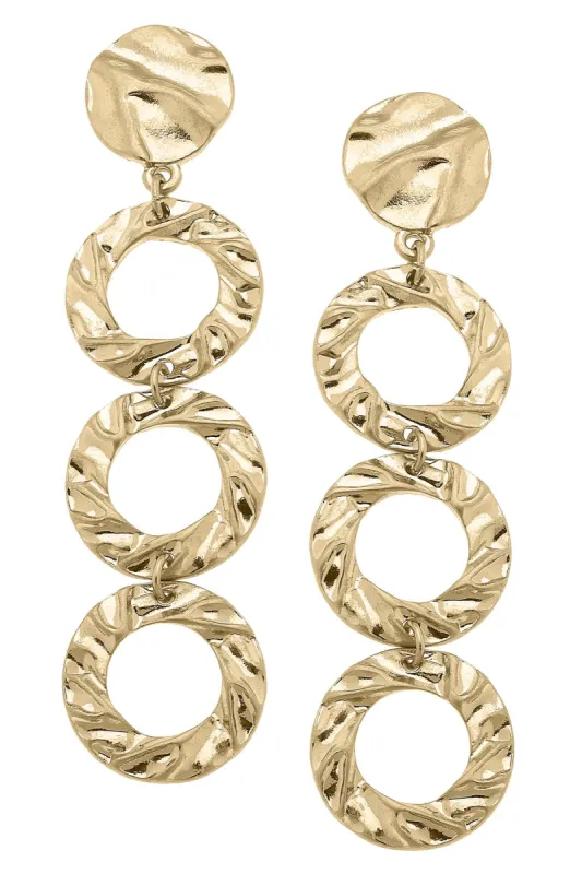 Vancouver Triple Disc Earrings in Worn Gold - FINAL SALE sold by Canvas Style