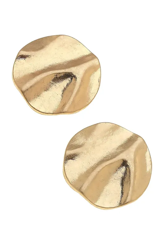 Vancouver Molten Metal Stud Earrings in Worn Gold sold by Canvas Style