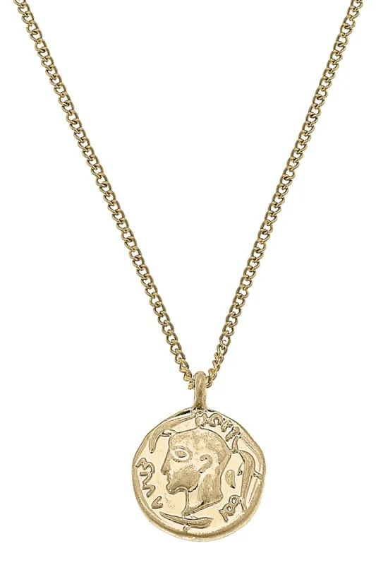 McKenna Delicate Coin Necklace in Worn Gold sold by Canvas Style