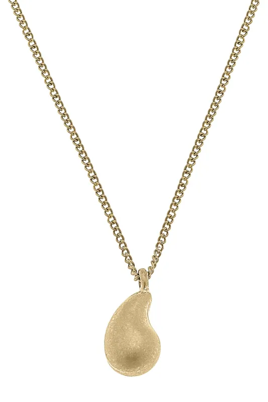 McKenna Delicate Teardrop Necklace in Worn Gold sold by Canvas Style