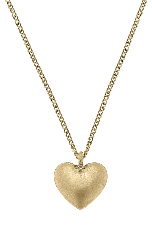 McKenna Delicate Heart Necklace in Worn Gold sold by Canvas Style