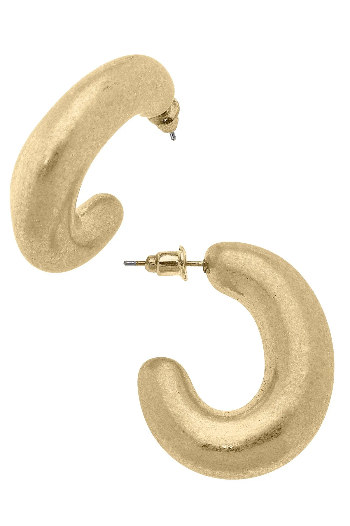 Gia Sculpted Hoop Earrings in Worn Gold sold by Canvas Style