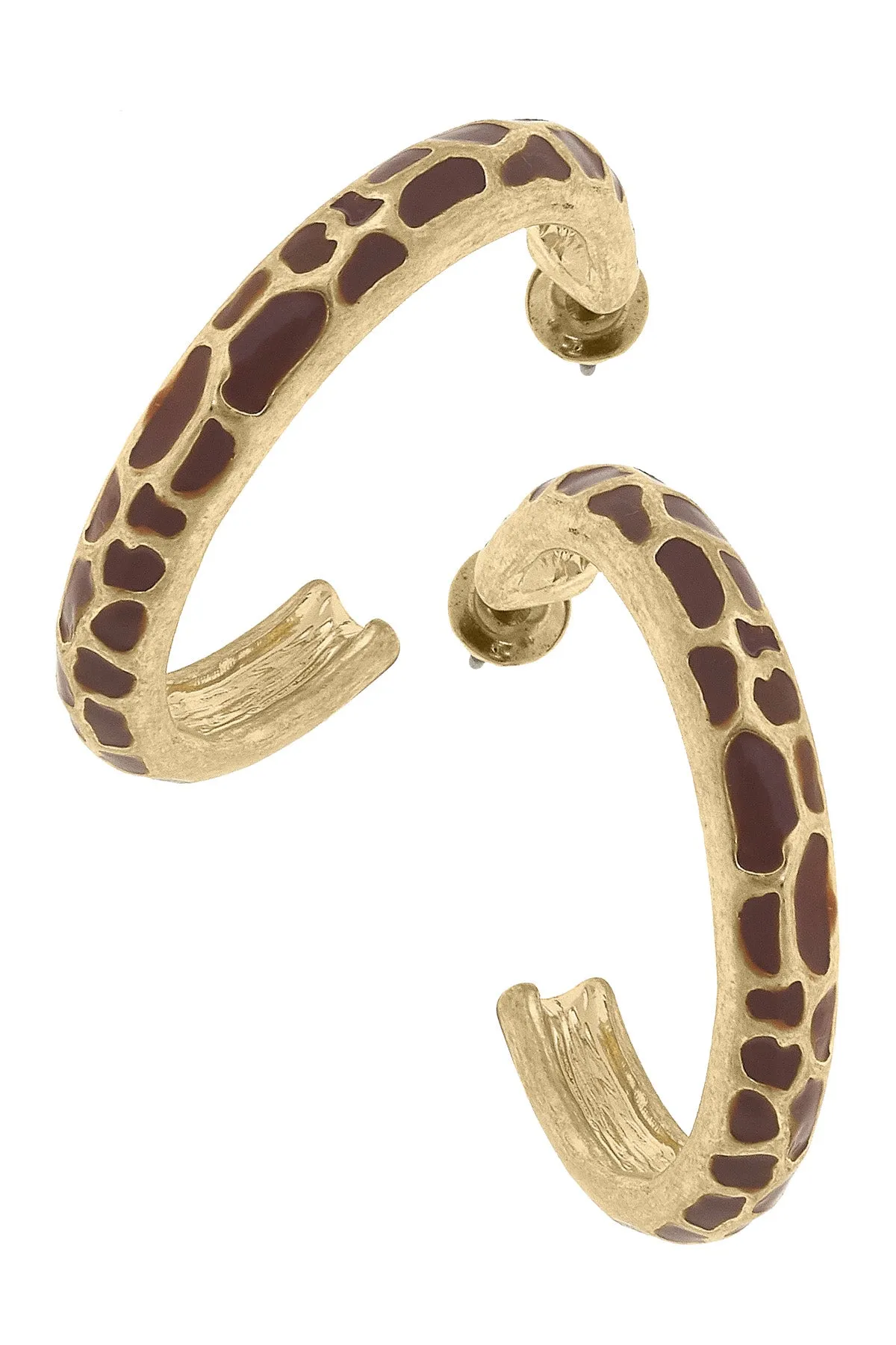 Gloria Hoop Earrings in Giraffe & Worn Gold sold by Canvas Style