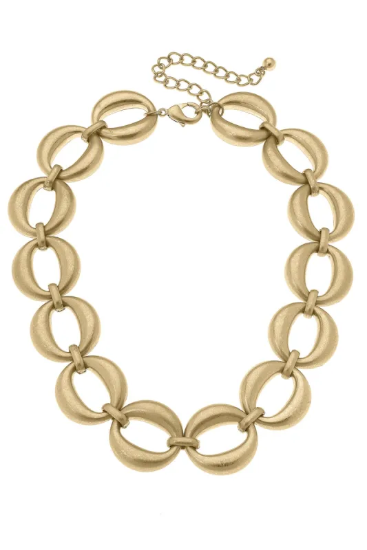 Gia Linked Statement Chain Necklace in Worn Gold sold by Canvas Style