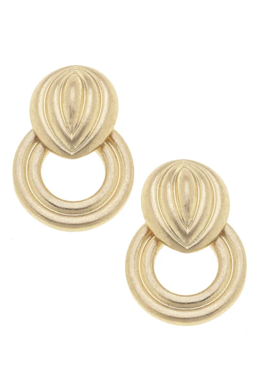 Anna Ribbed Doorknocker Earrings in Satin Gold - FINAL SALE sold by Canvas Style
