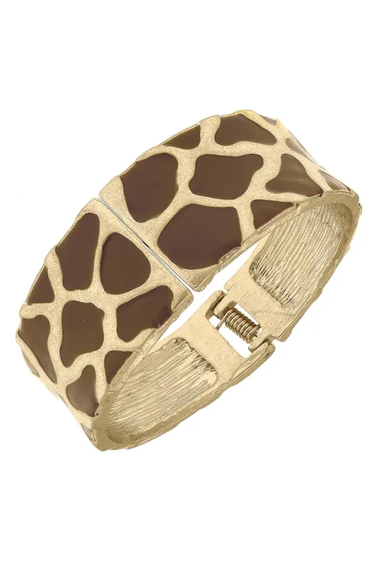 Gloria Statement Hinge Bangle in Giraffe & Worn Gold - FINAL SALE made by Canvas Style