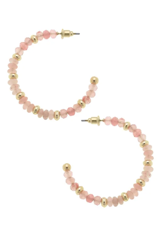 Hallie Semiprecious Beaded Hoop Earrings in Light Pink - FINAL SALE sold by Canvas Style