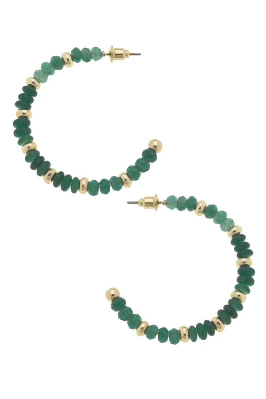 Hallie Semiprecious Beaded Hoop Earrings in Green - FINAL SALE sold by Canvas Style