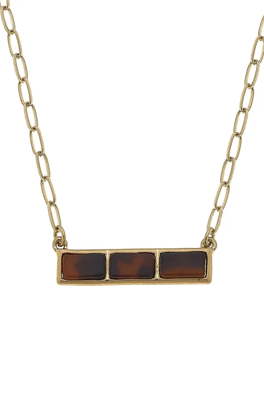 Halston Tortoise Bar Necklace in Worn Gold sold by Canvas Style