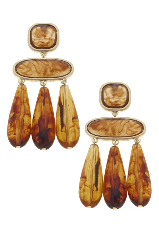 Daphne Resin Statement Earrings in Amber & Satin Gold sold by Canvas Style