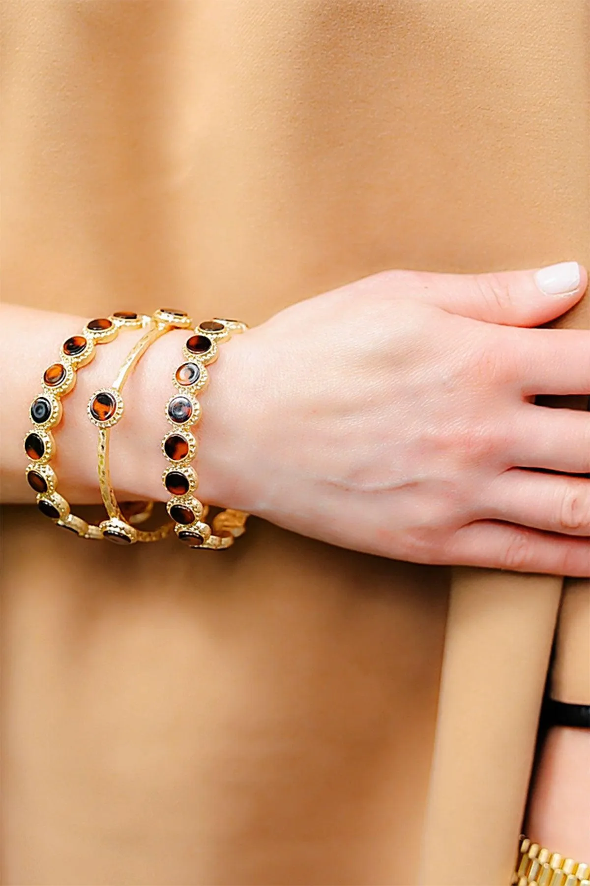 Ava Disc Bangle in Worn Gold sold by Canvas Style product image thumbnail 3