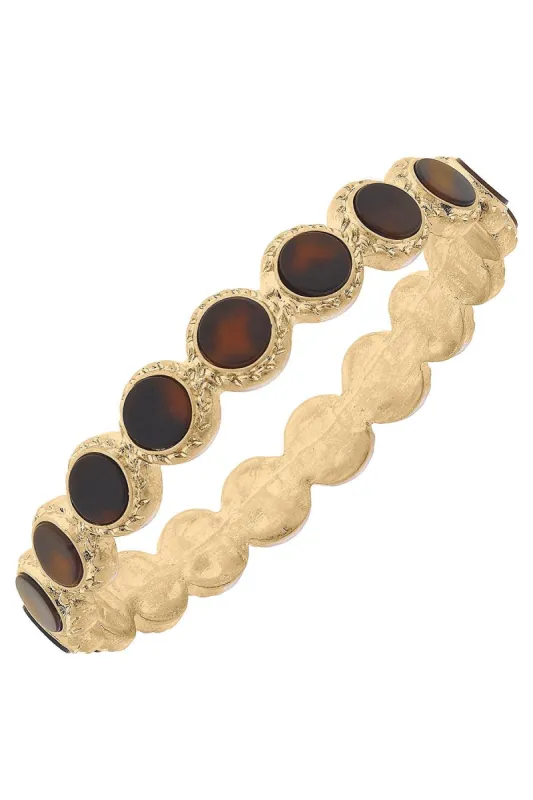 Ava Disc Bangle in Worn Gold sold by Canvas Style