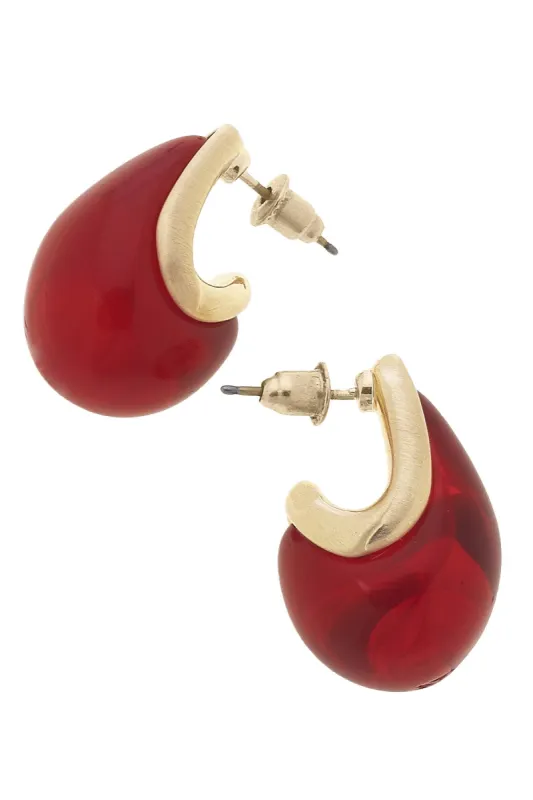 Rosey Sculpted Marble Resin Drop Earrings in Burgundy sold by Canvas Style