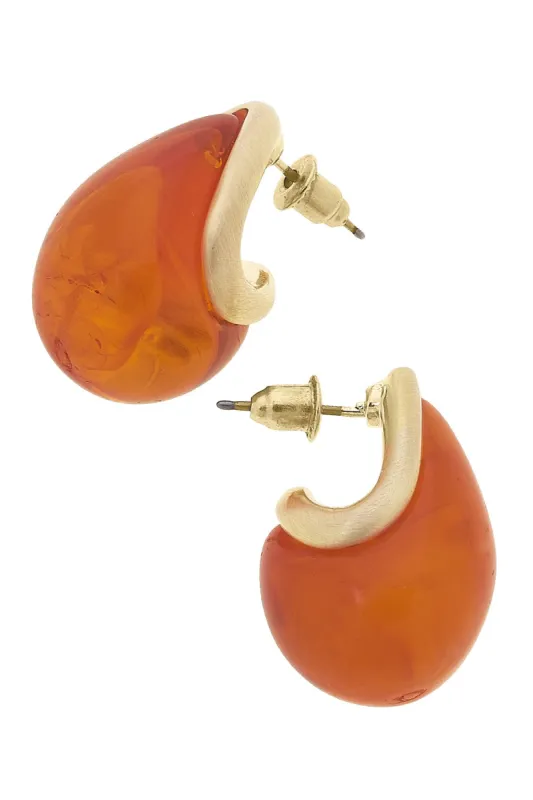 Rosey Sculpted Marble Resin Drop Earrings in Burnt Orange sold by Canvas Style