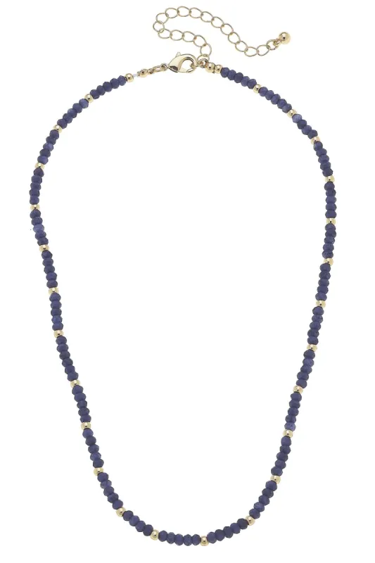 Olivia Beaded Semiprecious Gemstone Necklace in Navy - FINAL SALE sold by Canvas Style