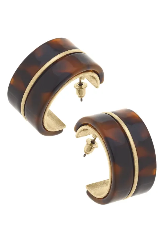 Autumn Tortoise Chunky Hoop Earrings in Worn Gold sold by Canvas Style