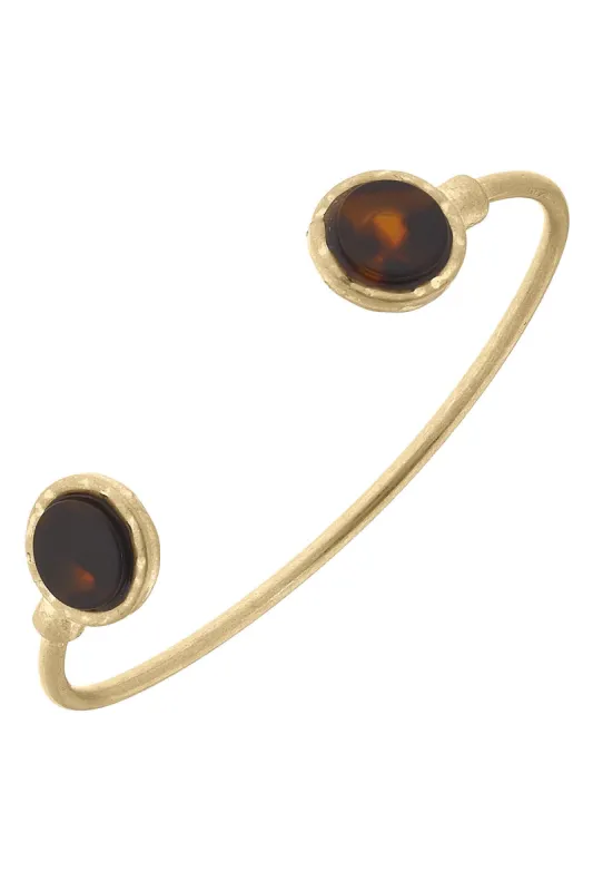 Bethany Disc Tortoise Cuff Bracelet in Worn Gold sold by Canvas Style
