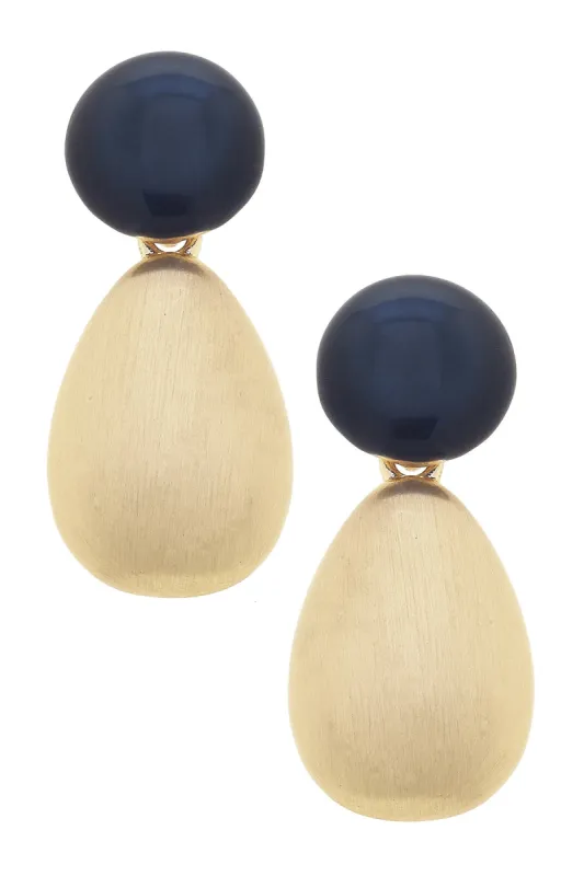 Mallory Marbled Resin Teardrop Earrings in Navy sold by Canvas Style
