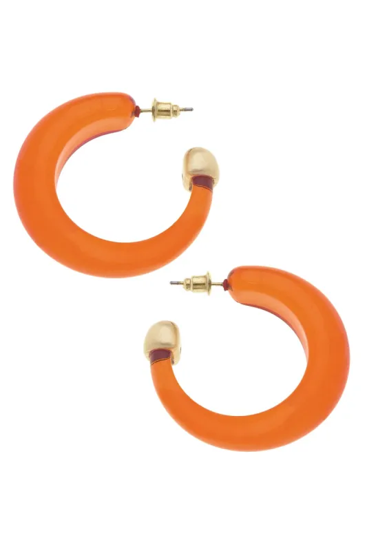 Brady Chunky Resin Hoop Earrings in Burnt Orange sold by Canvas Style