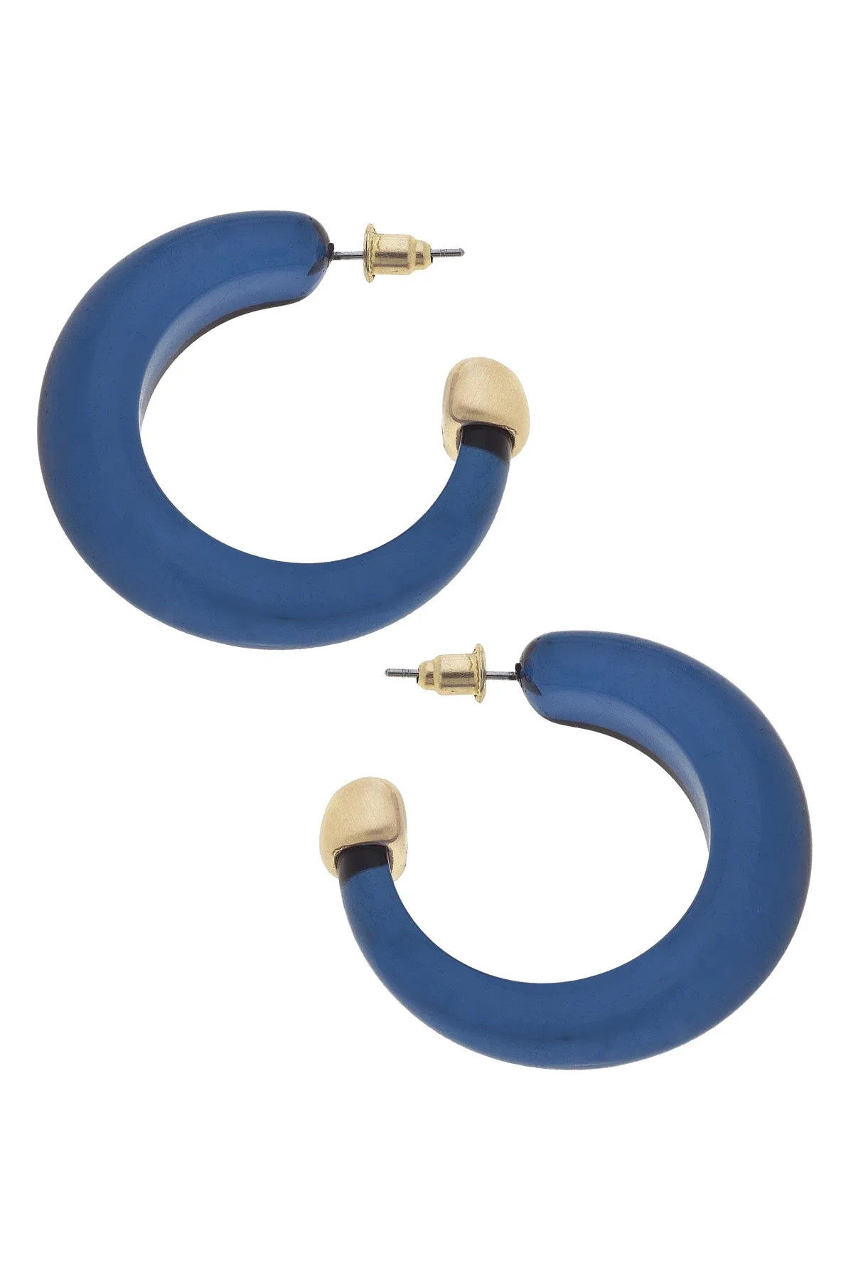Brady Chunky Resin Hoop Earrings in Navy sold by Canvas Style