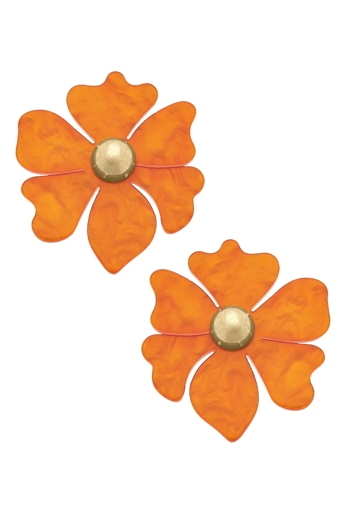 Sophie Marbled Resin Flower Stud Earrings in Burnt Orange sold by Canvas Style