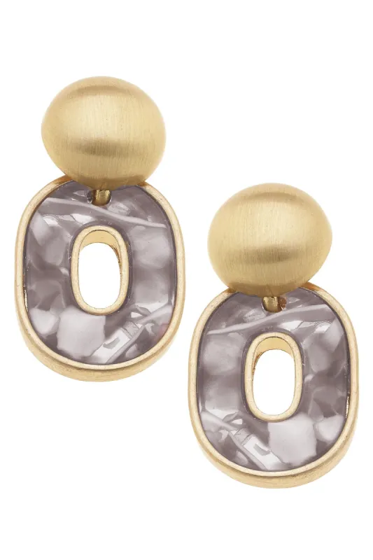 Nina Marbled Resin O Drop Earrings in Grey sold by Canvas Style
