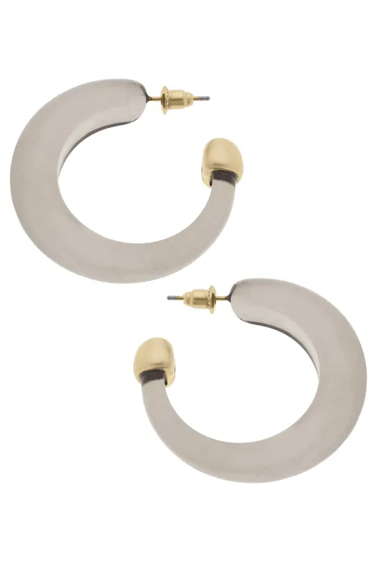 Brady Chunky Resin Hoop Earrings in Grey sold by Canvas Style