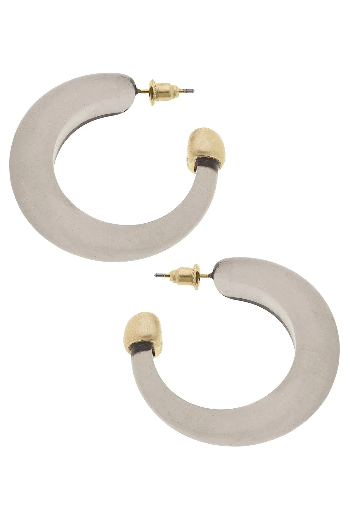 Brady Chunky Resin Hoop Earrings in Grey sold by Canvas Style