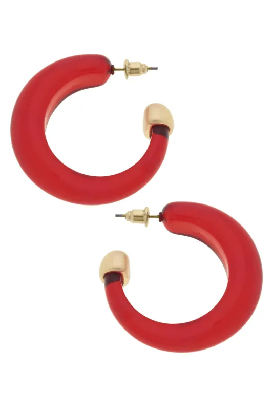 Brady Chunky Resin Hoop Earrings in Burgundy sold by Canvas Style