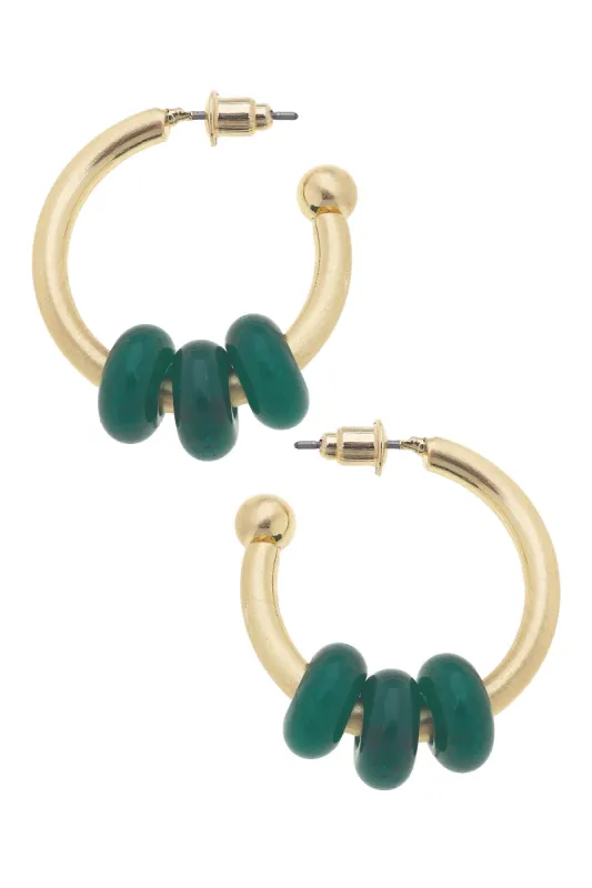 Olivia Semiprecious Beaded Mini Hoop Earrings in Green - FINAL SALE sold by Canvas Style