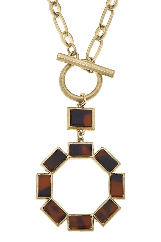 Halston Tortoise Toggle Necklace in Worn Gold sold by Canvas Style