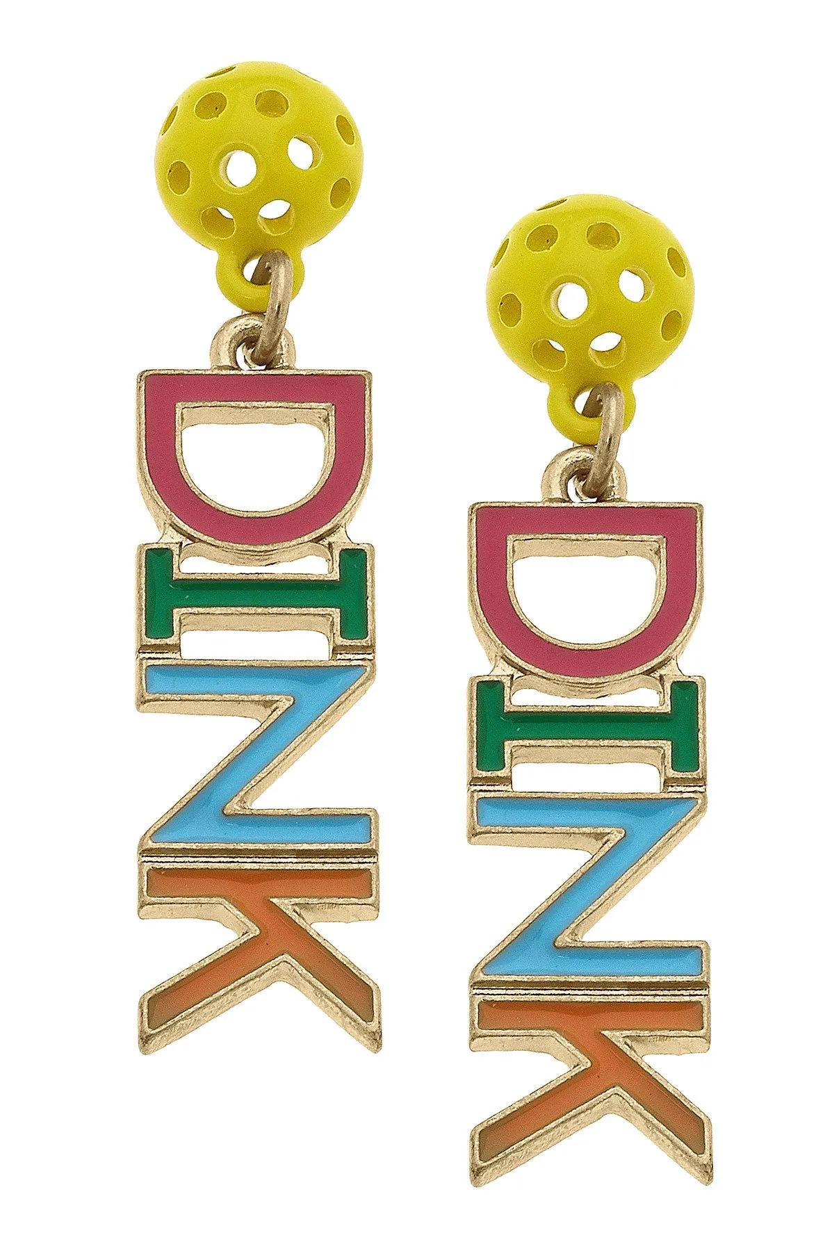 Ellie Pickleball Enamel Dink Earrings in Multi sold by Canvas Style