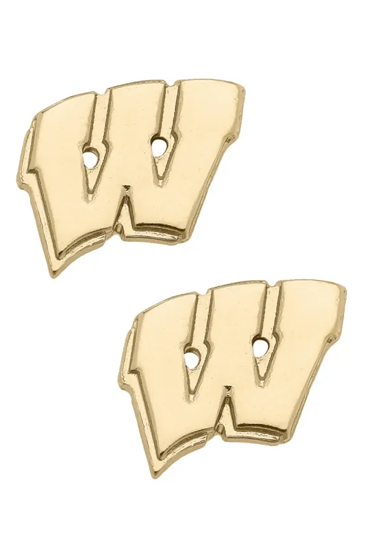 Wisconsin Badgers 24K Gold Plated Stud Earrings sold by Canvas Style