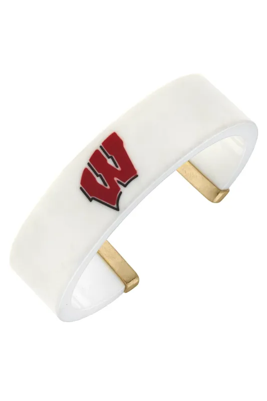 Wisconsin Badgers Resin Logo Cuff Bracelet - FINAL SALE sold by Canvas Style
