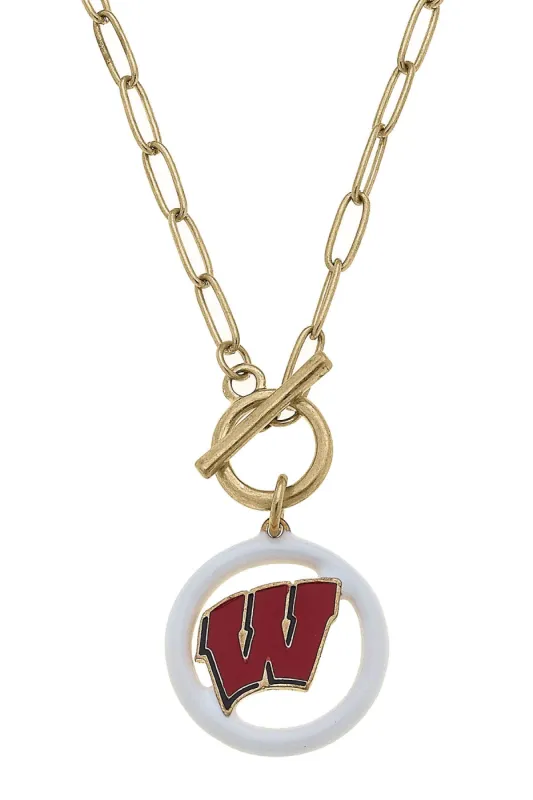 Wisconsin Badgers Logo Enamel T-Bar 16" Necklace - FINAL SALE sold by Canvas Style
