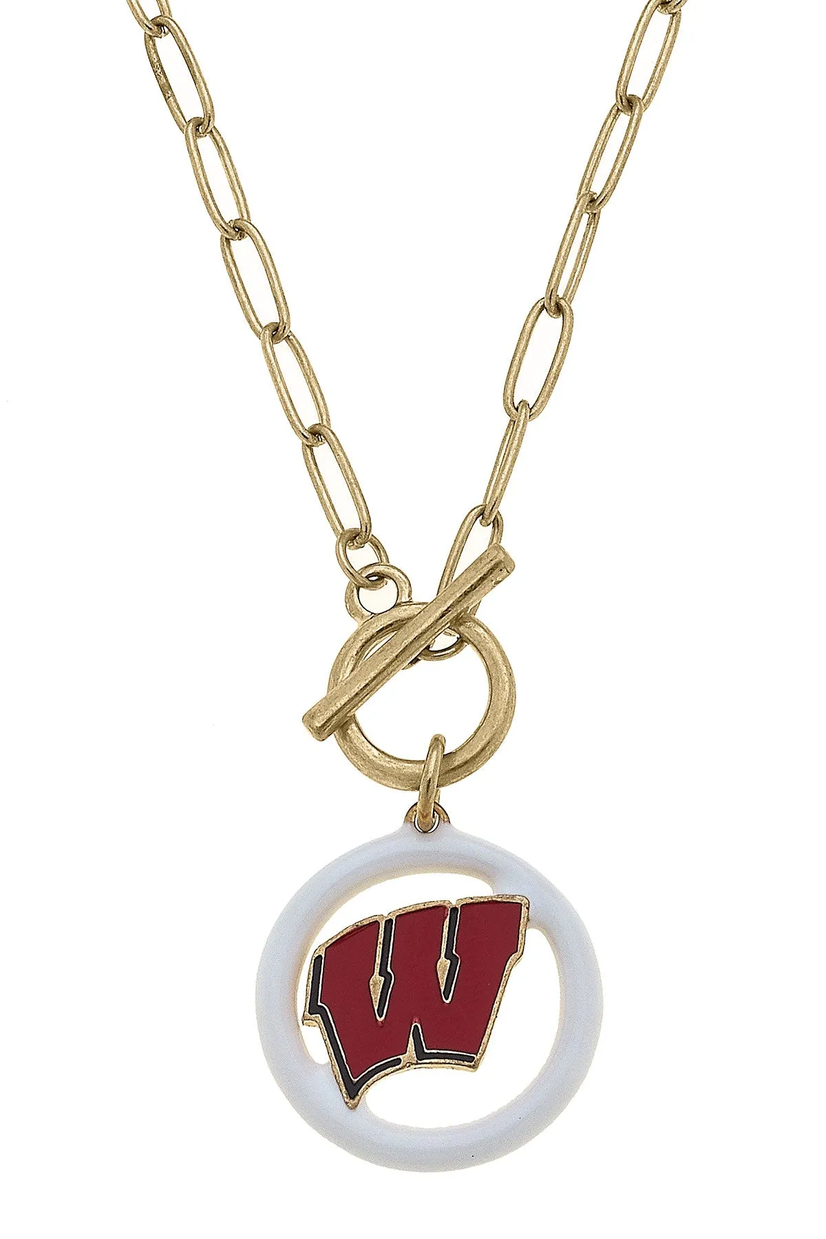 Wisconsin Badgers Logo Enamel T-Bar 16" Necklace - FINAL SALE sold by Canvas Style