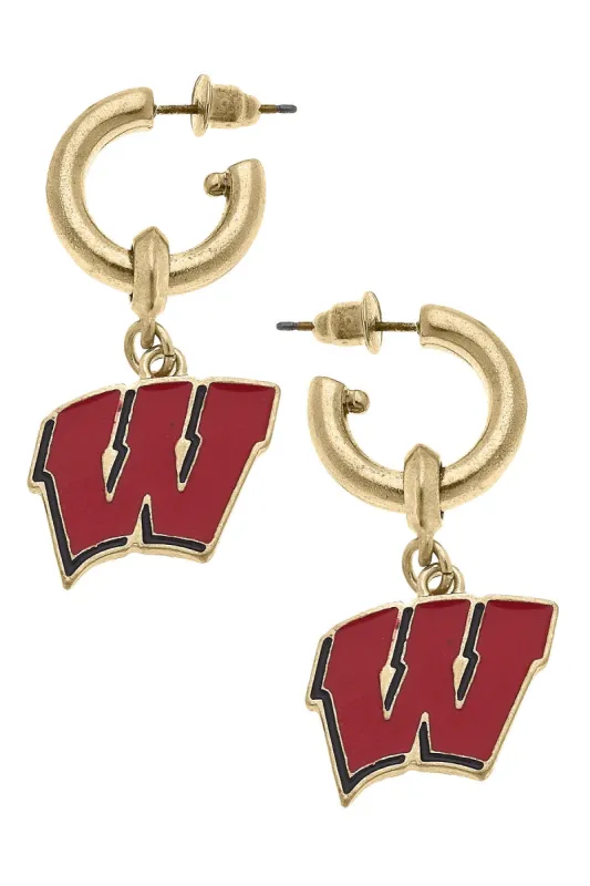 Wisconsin Badgers Enamel Drop Hoop Earrings - FINAL SALE sold by Canvas Style