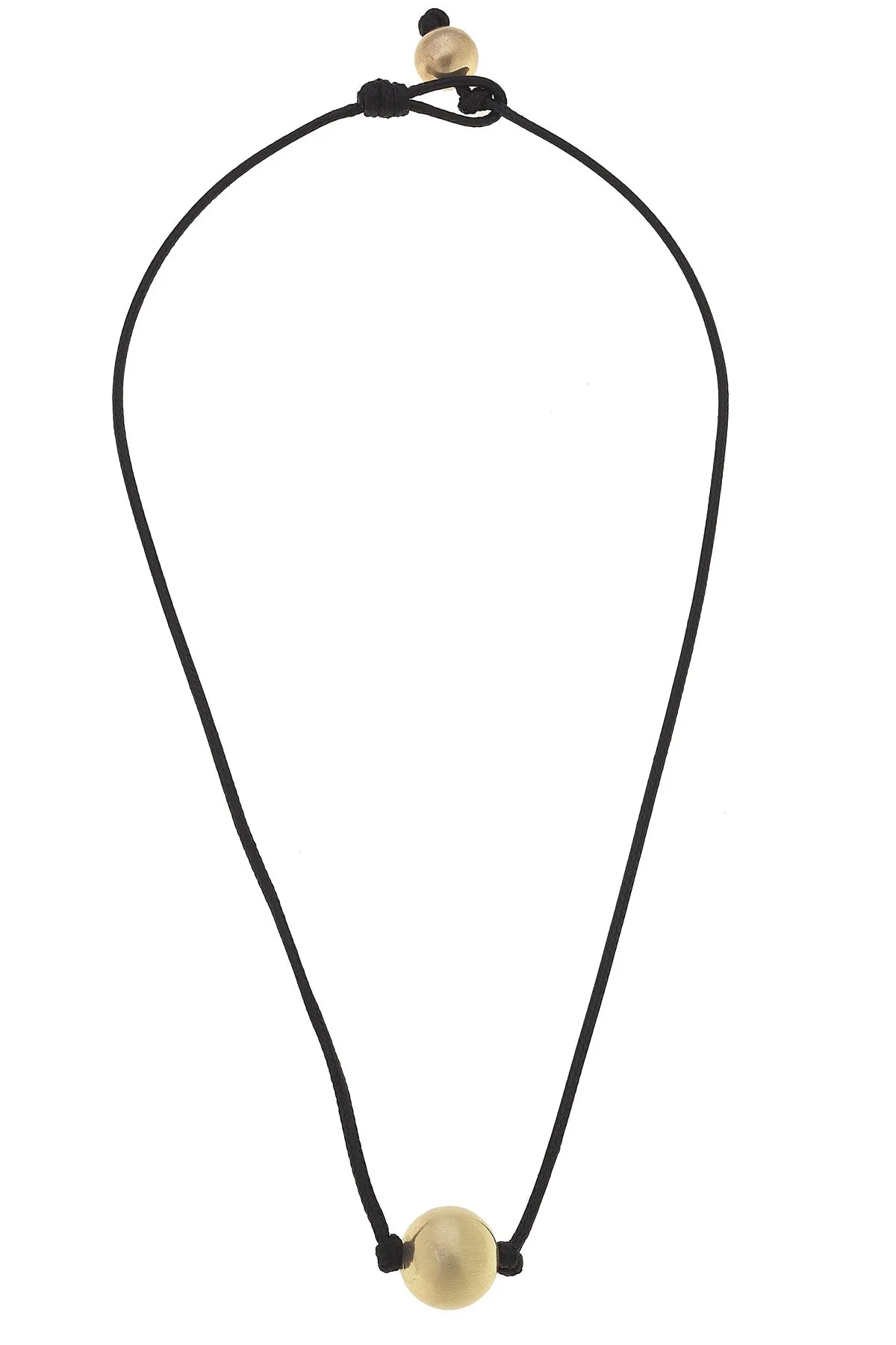 Lanie Ball Bead Black Cord Necklace in Satin Gold sold by Canvas Style product image thumbnail 2