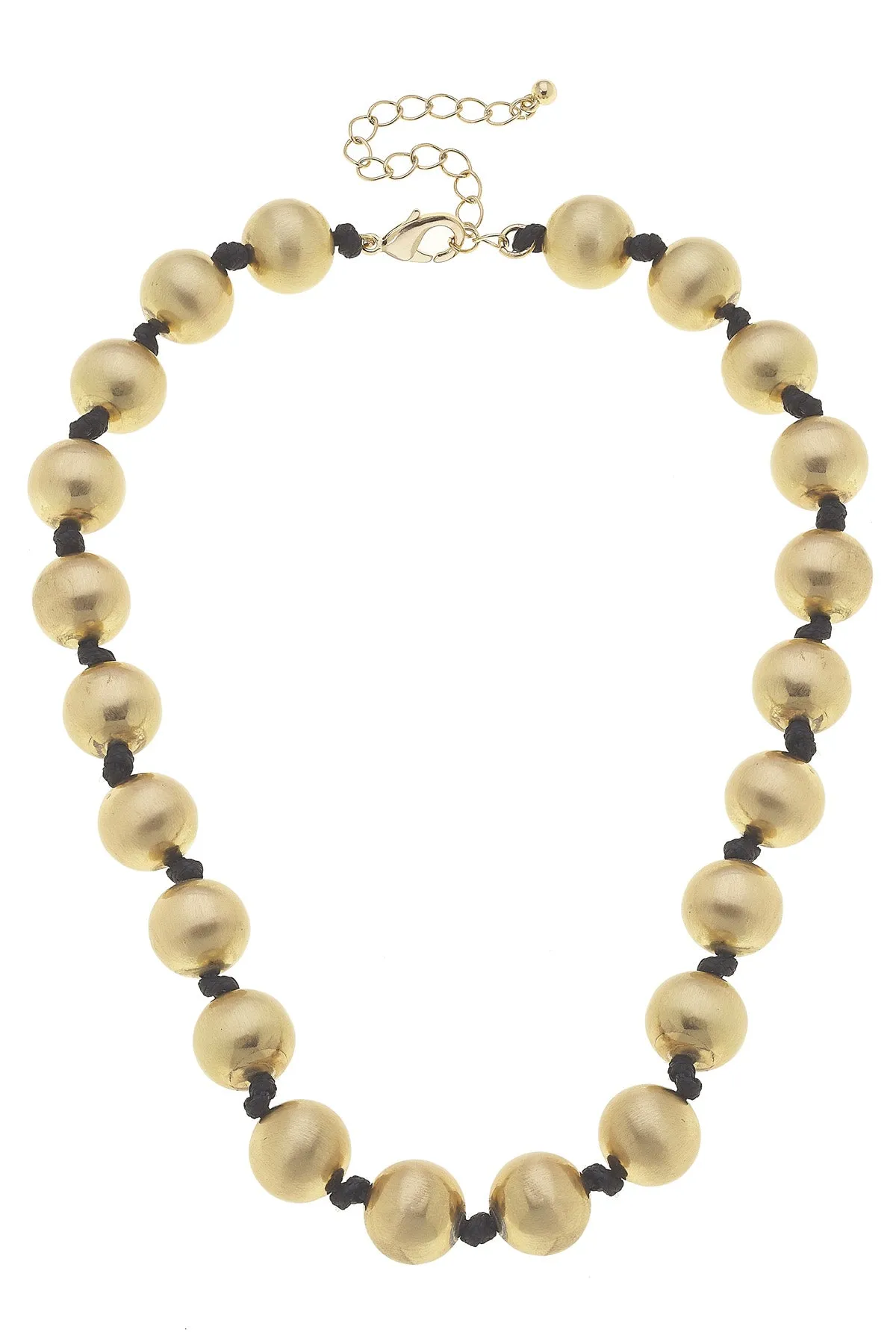 Lanie Ball Bead Knotted Cord Necklace in Satin Gold sold by Canvas Style