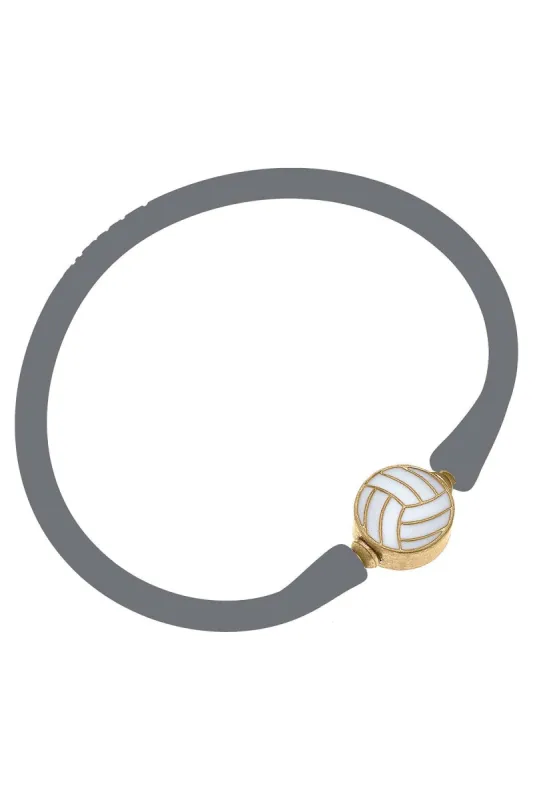 Enamel Volleyball Silicone Bali Bracelet in Grey sold by Canvas Style