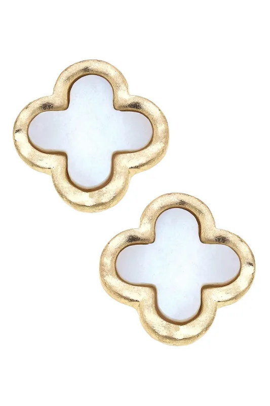 Bethany Clover Mother of Pearl Stud Earrings made by Canvas Style