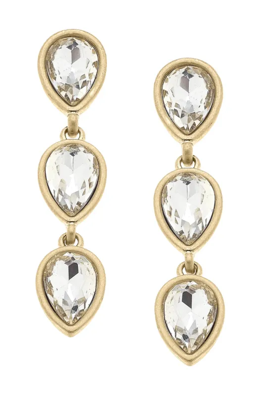 Jordan Rhinestone Teardrop Earrings in Clear sold by Canvas Style