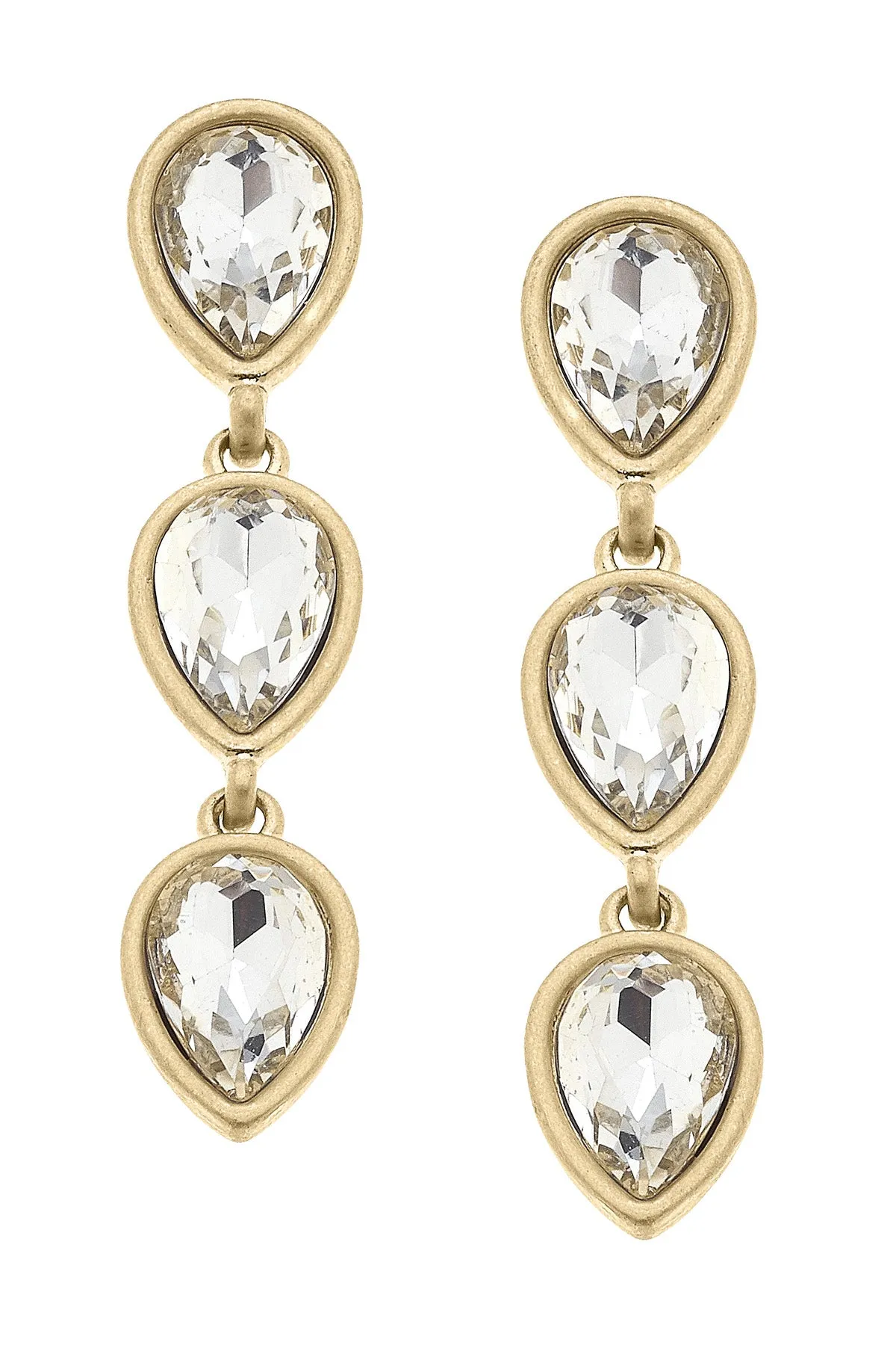 Jordan Rhinestone Teardrop Earrings in Clear sold by Canvas Style