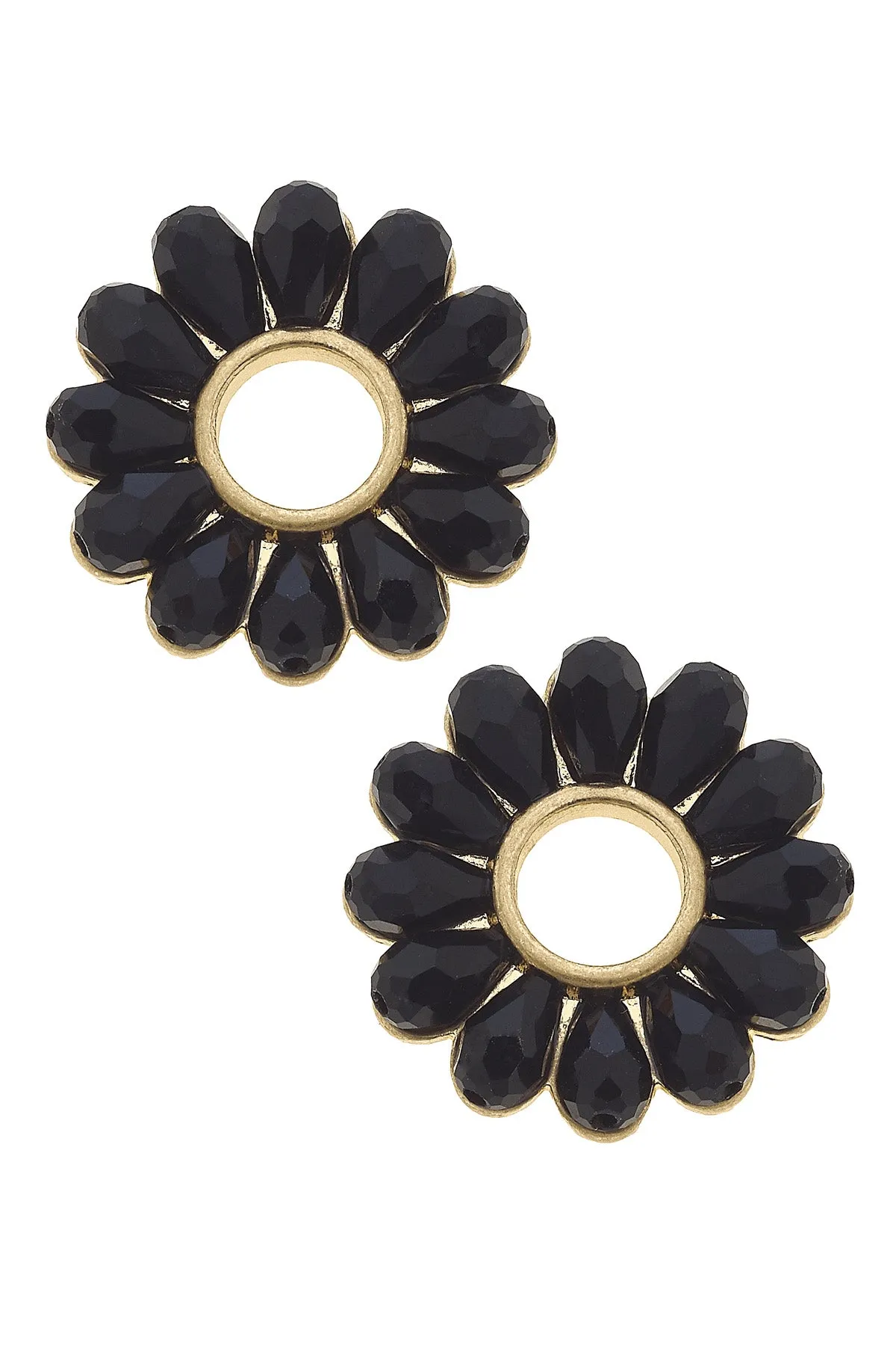 Faye Floral Glass Stud Earrings in Black - FINAL SALE sold by Canvas Style
