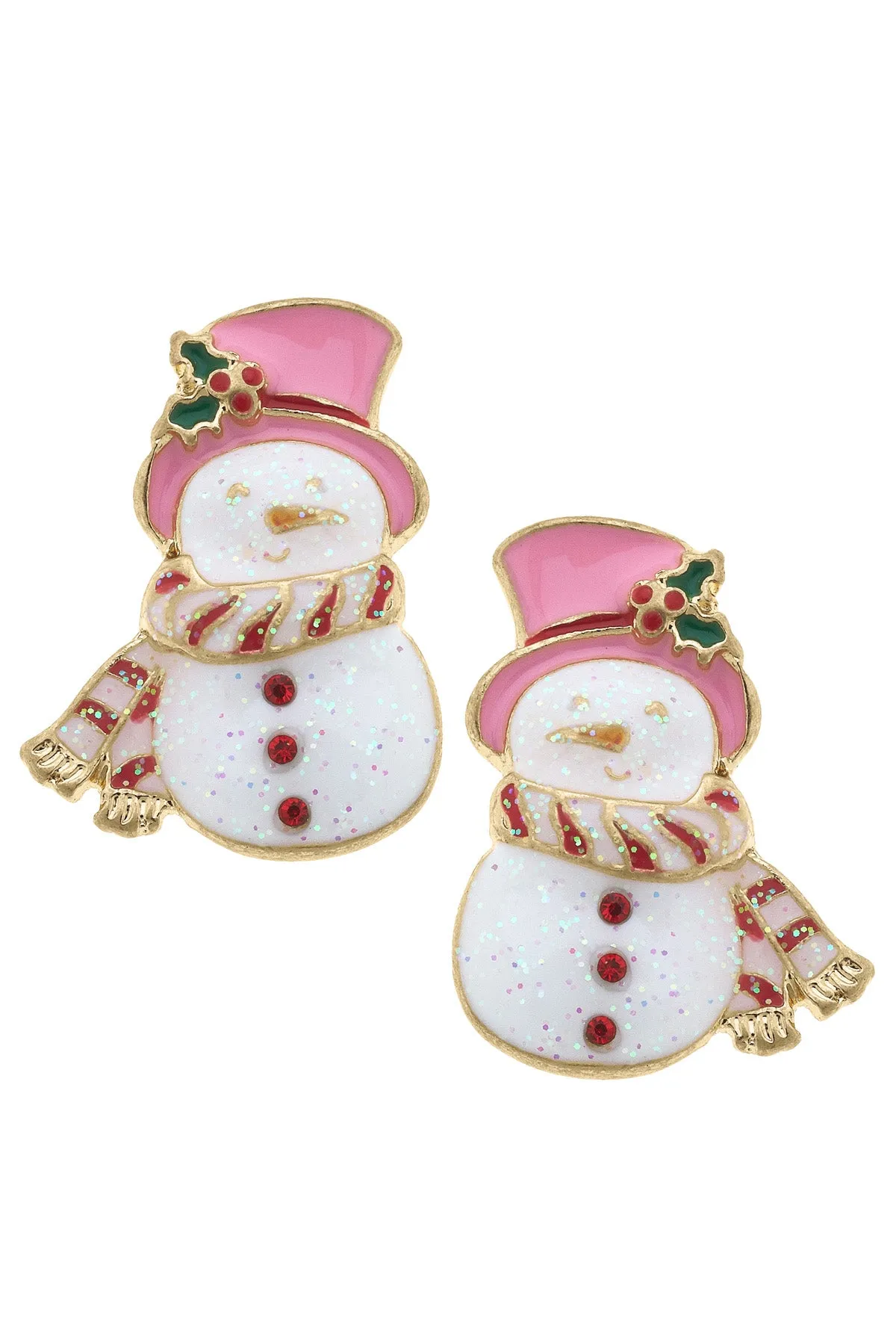 Mrs. Frosty Enamel Snowman Stud Earrings in White sold by Canvas Style