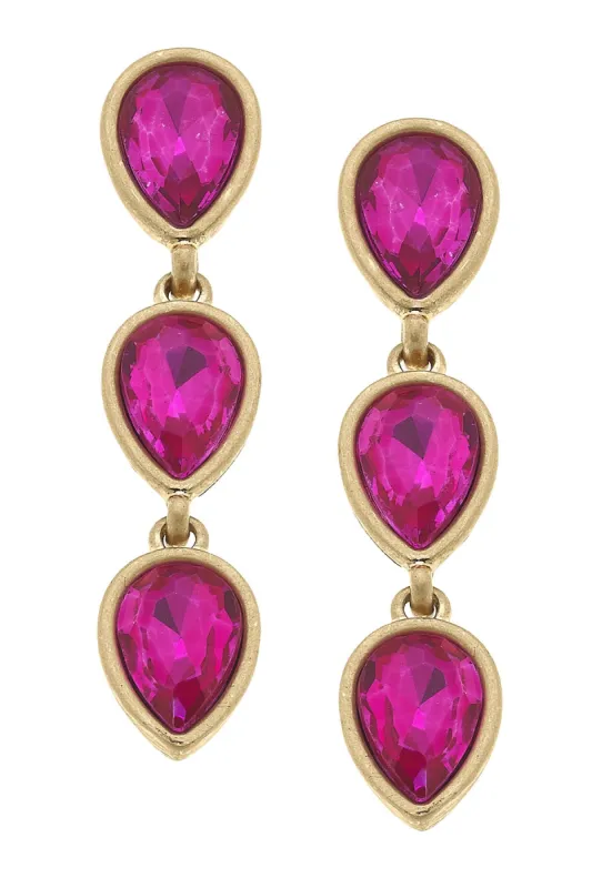 Jordan Rhinestone Teardrop Earrings in Fuchsia sold by Canvas Style